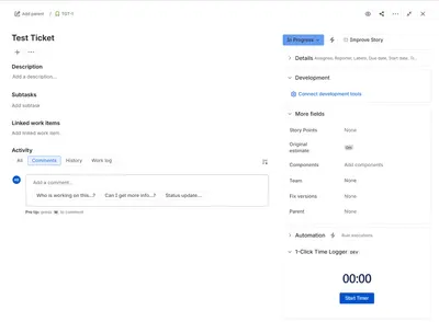 1-Click Time Logger — Atlassian plugin