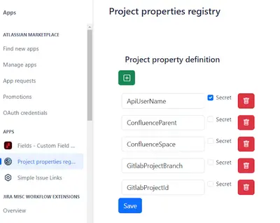 Advanced Project Properties — Atlassian plugin