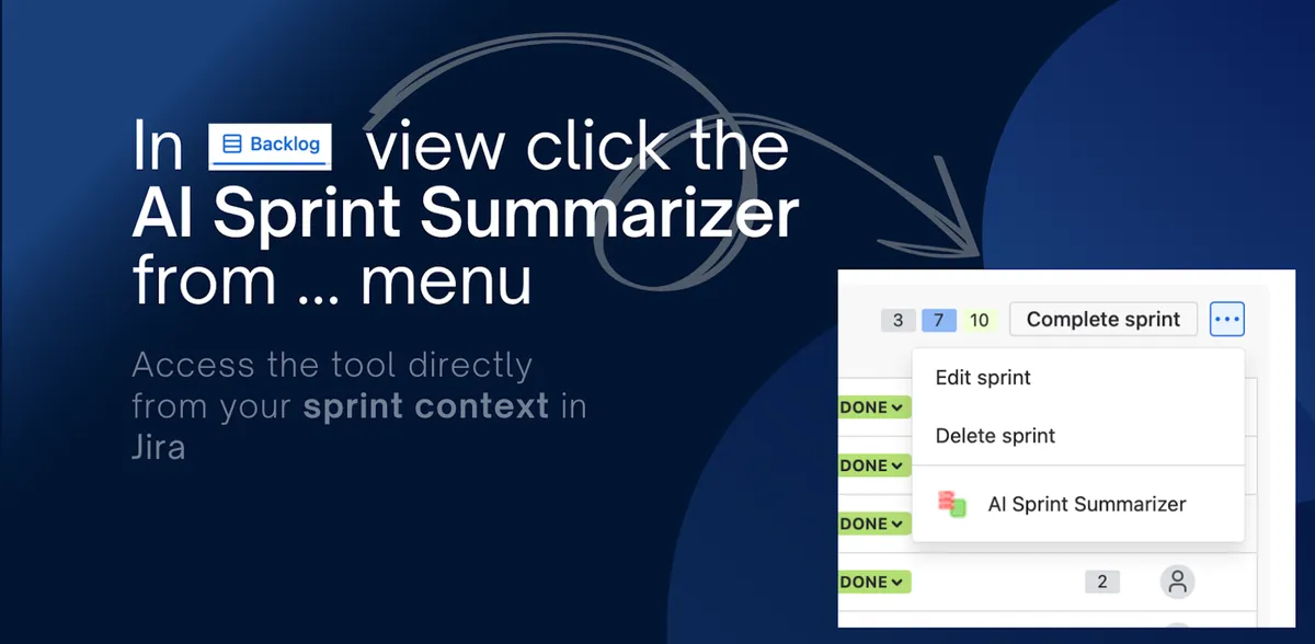 AI Sprint Summarizer — screenshot from the Atlassian Marketplace listing