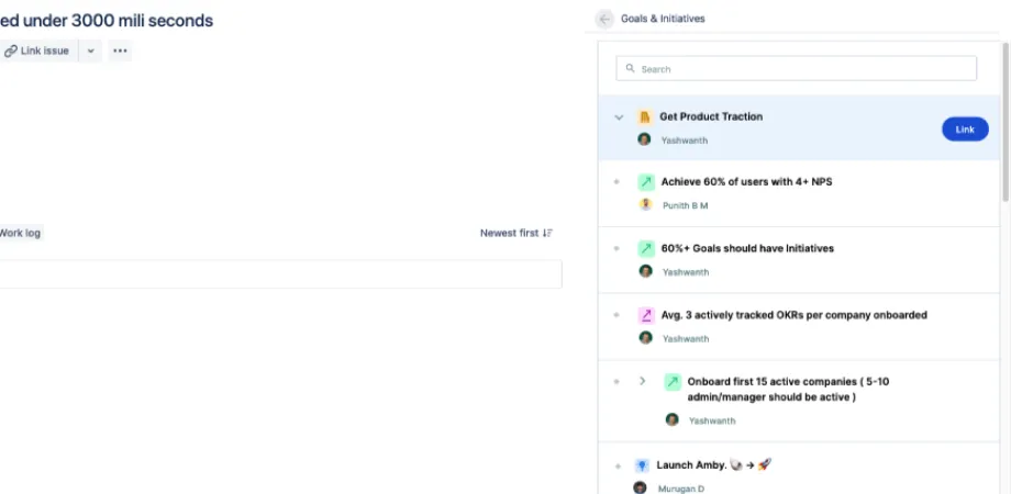 Amby Goals — screenshot from the Atlassian Marketplace listing