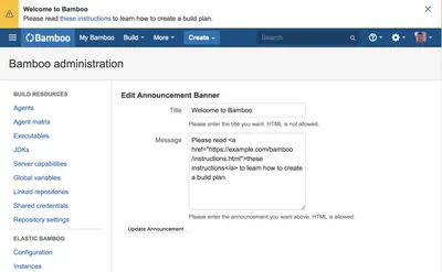 Announcement Plugin for Bamboo — Atlassian plugin