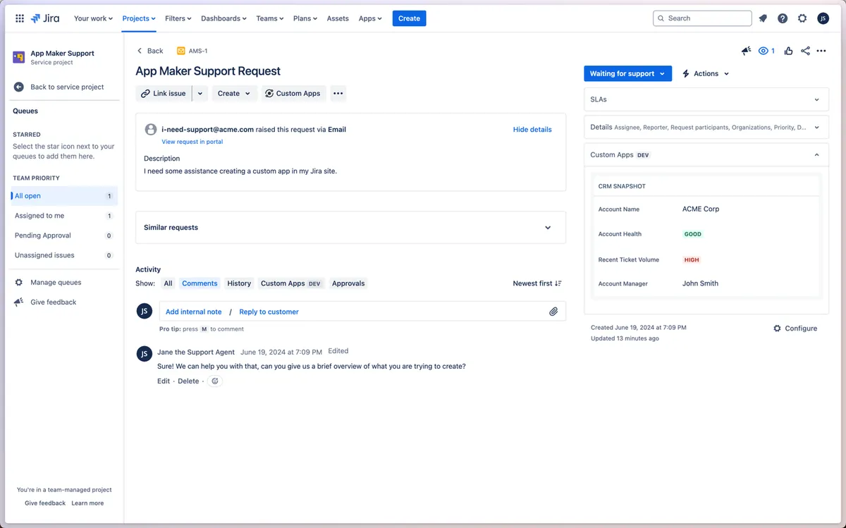 App Maker for Jira - Create Custom Apps Without Any Code — screenshot from the Atlassian Marketplace listing