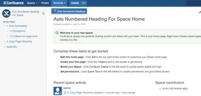 Auto Numbered Headings — Atlassian plugin