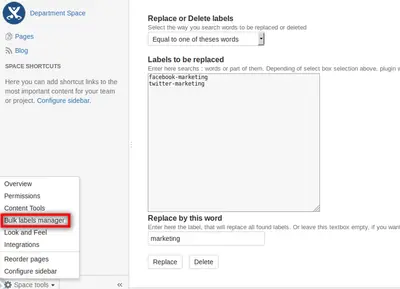 Bulk labels manager for confluence — Atlassian plugin