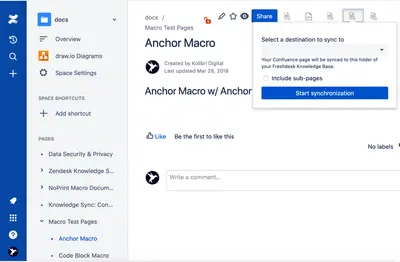 Confluence to Freshservice Sync — Atlassian plugin