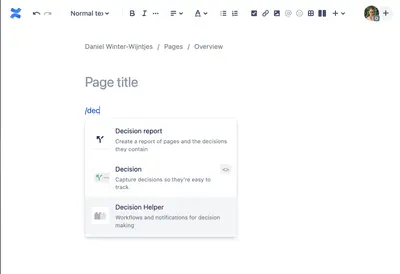 Decisions Helper for Confluence — Atlassian plugin