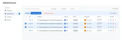Deleted Issues - Issue Recovery — Atlassian plugin