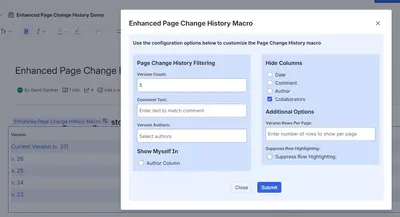 Enhanced Page Change History Macro — Atlassian plugin