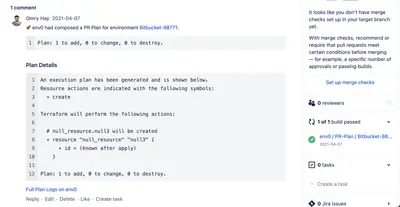 env0 for Bitbucket — Atlassian plugin