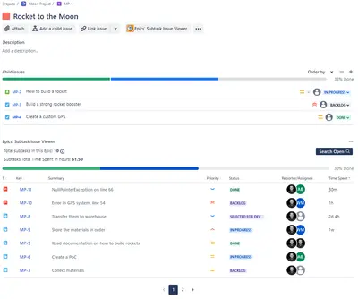 Epic Subtask Issue Viewer — Atlassian plugin