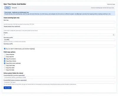 Epic Tree Cloner And Builder — Atlassian plugin