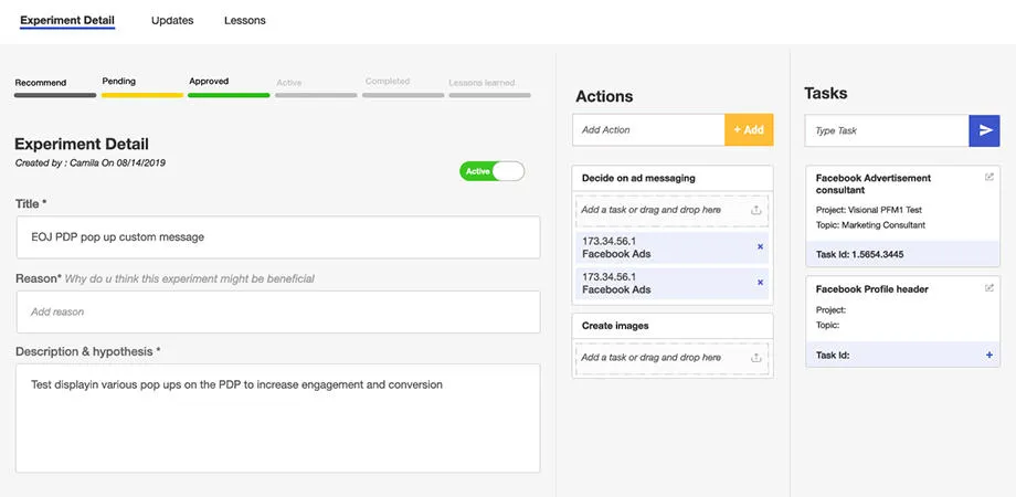 Experinator — screenshot from the Atlassian Marketplace listing