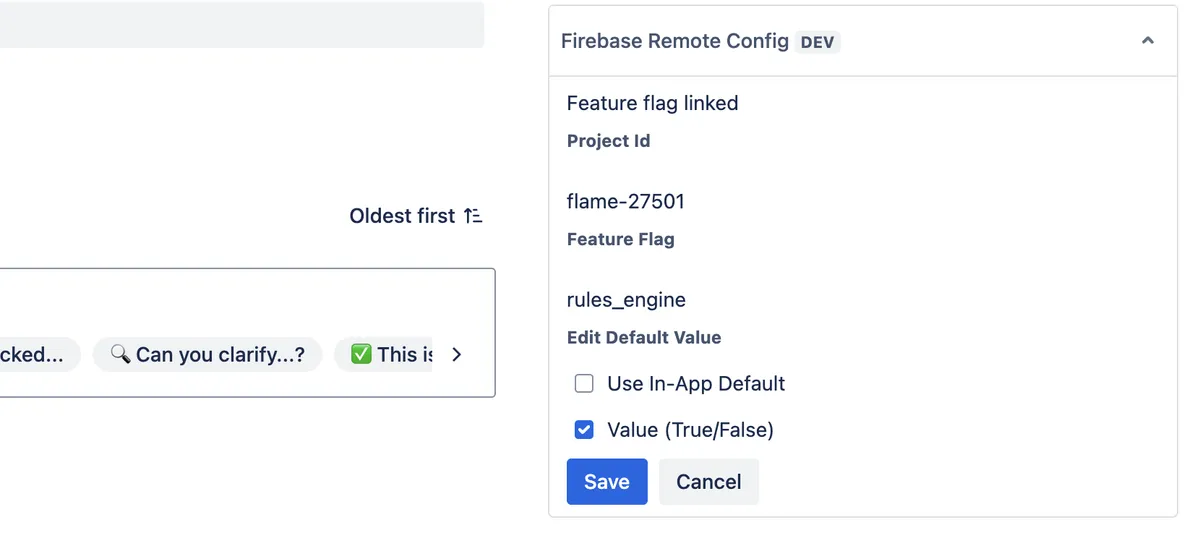 Firebase feature flags & remote config — screenshot from the Atlassian Marketplace listing