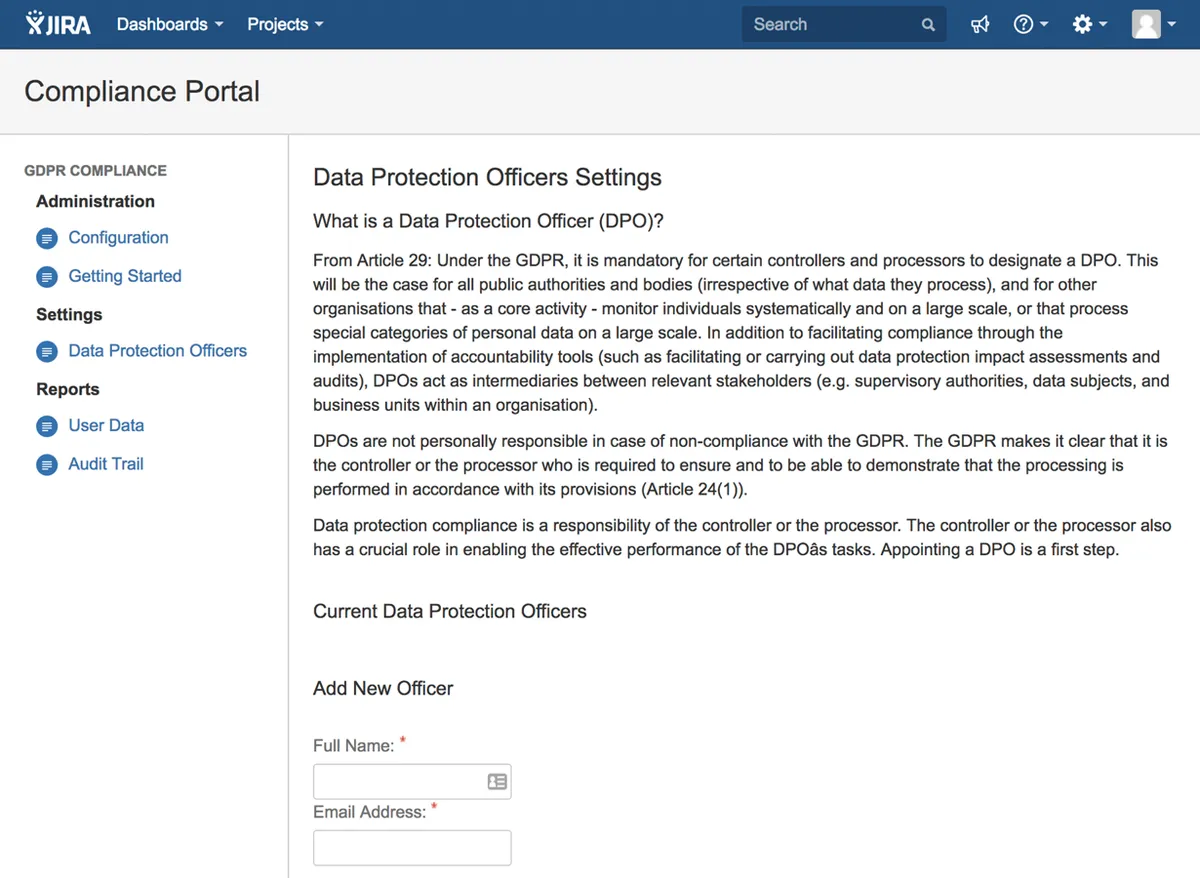 GDPR Compliance Assistant for Jira — screenshot from the Atlassian Marketplace listing