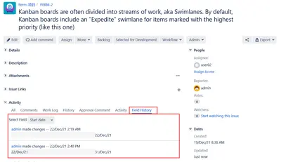 Gears field history for Jira — Atlassian plugin