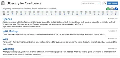 Glossary for Confluence Cloud — Atlassian plugin
