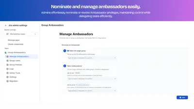 Group Ambassadors - Delegate Group Management & Membership — Atlassian plugin