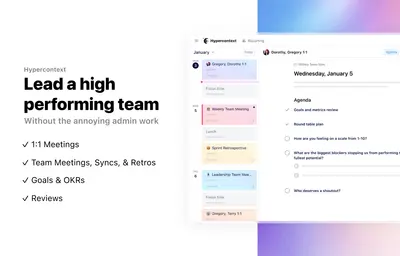 Hypercontext - Meetings, 1:1s, Goals/OKRs, Reviews — Atlassian plugin