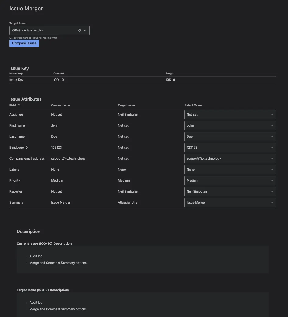Issue Merger — screenshot from the Atlassian Marketplace listing