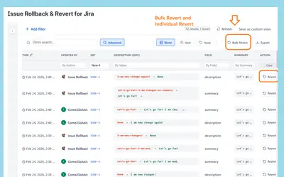 Issue Rollback & Revert for Jira — Atlassian plugin