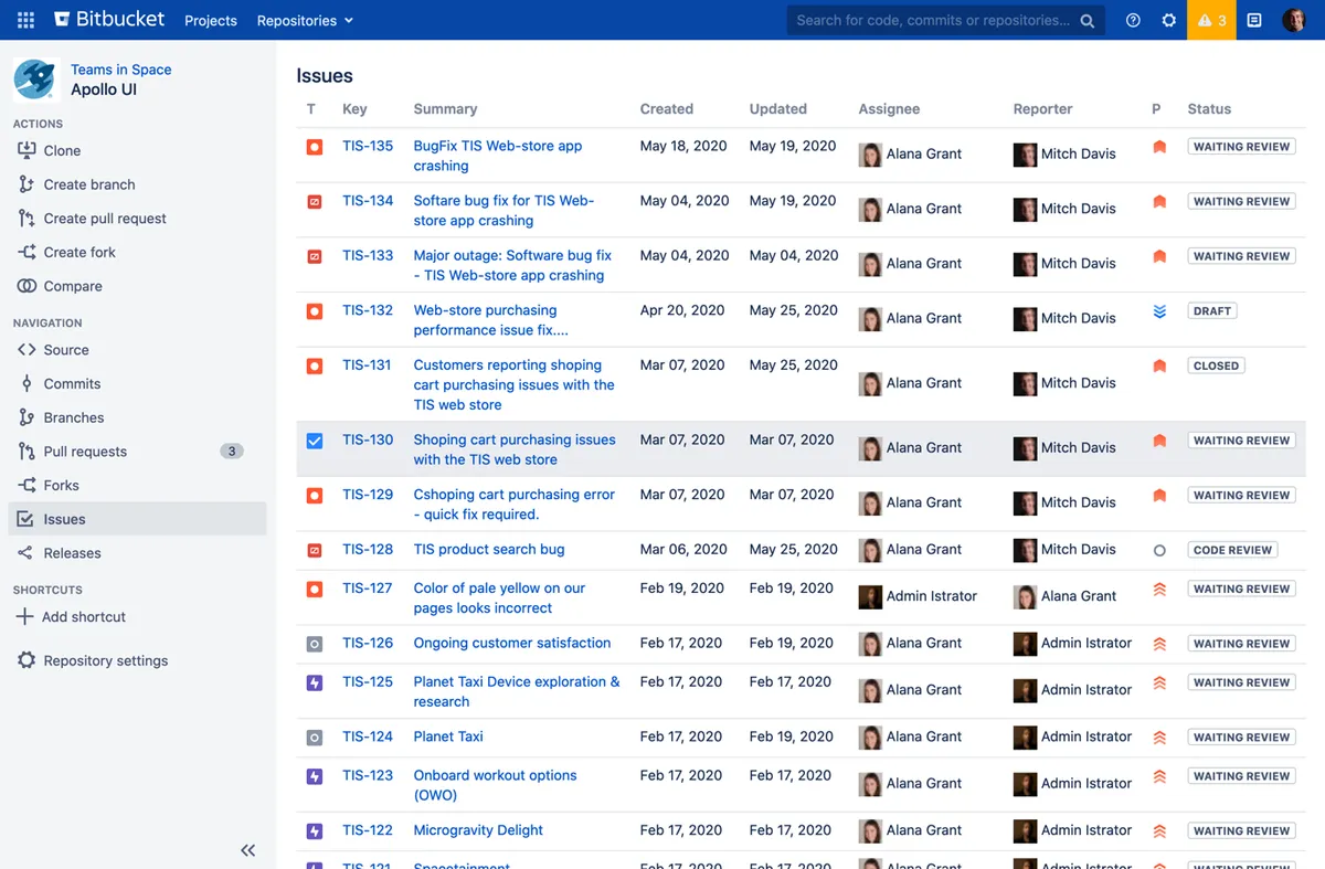 Issues for Bitbucket — screenshot from the Atlassian Marketplace listing