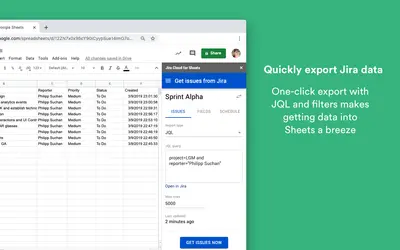 Jira Cloud for Google Sheets (Official) — Atlassian plugin