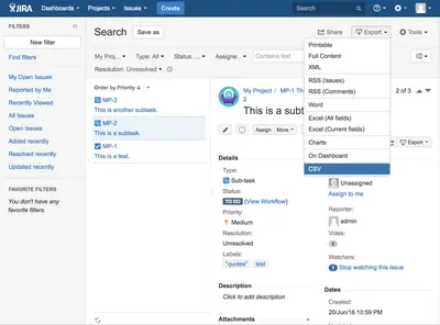 Jira Issues CSV Exporter Plugin — Atlassian plugin