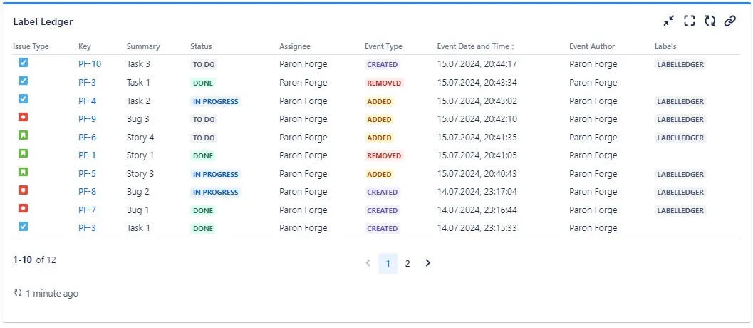 Label Ledger — screenshot from the Atlassian Marketplace listing