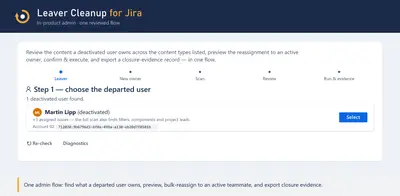 Leaver Cleanup & Owner Reassignment for Jira — Atlassian plugin