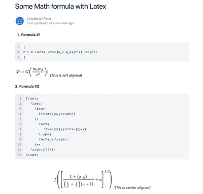 Math Formula with LaTex — Atlassian plugin