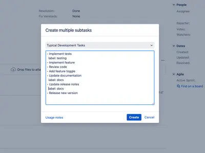 Multiple Subtasks for Jira — Atlassian plugin