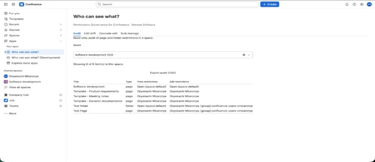 Permissions Governance for Confluence — screenshot from the Atlassian Marketplace listing