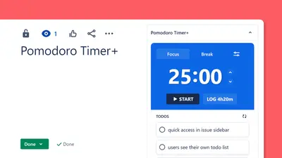 Pomodoro Time Tracking+ for Jira — Atlassian plugin