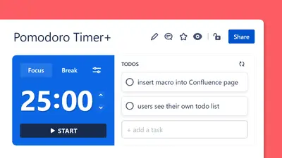 Pomodoro Timer+ for Confluence — Atlassian plugin