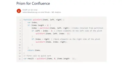 Prism Syntax Highlighter for Confluence — Atlassian plugin