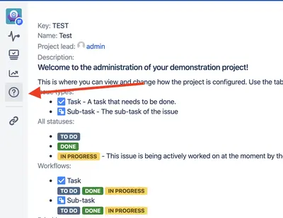 Project help info — Atlassian plugin