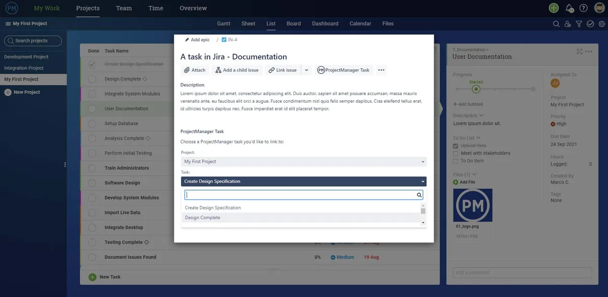 ProjectManager for Jira — screenshot from the Atlassian Marketplace listing