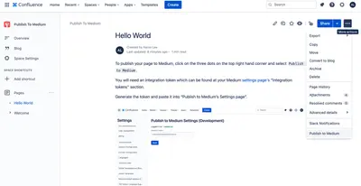 Publish To Medium — Atlassian plugin
