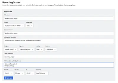 Recurring Tasks & Scheduled Issues — Atlassian plugin