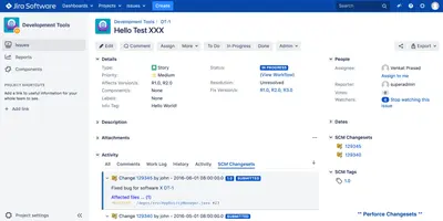 SCM Changesets Activity for Jira — Atlassian plugin