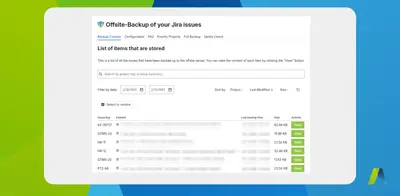 Secure Offsite-Backup for Jira — Atlassian plugin