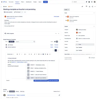 Simple Response Templates for Jira — Atlassian plugin