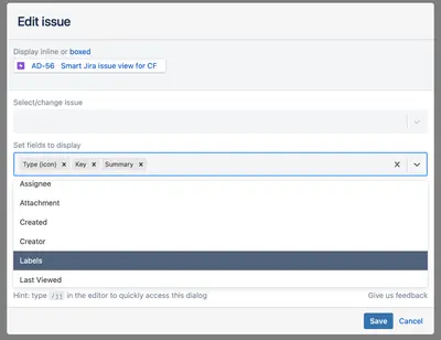 Smart issue view for Confluence — Atlassian plugin