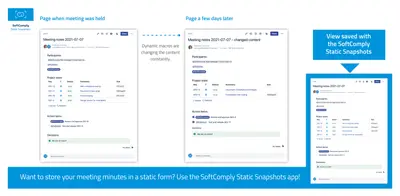 SoftComply Static Snapshots to Freeze Pages in Confluence — Atlassian plugin