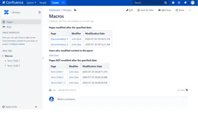 Space Content Change Tracking — Atlassian plugin