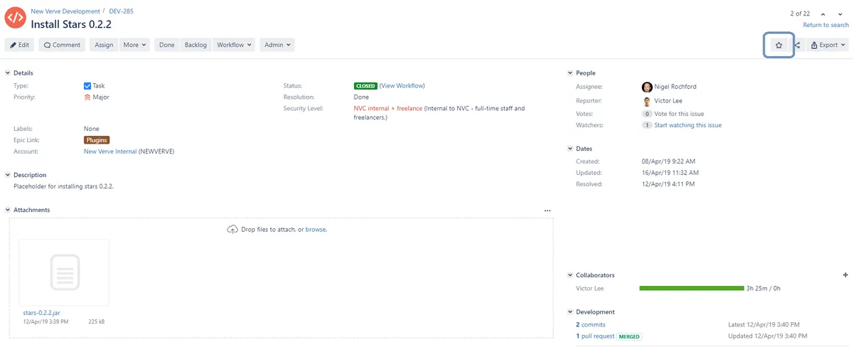 Stars for Jira — screenshot from the Atlassian Marketplace listing