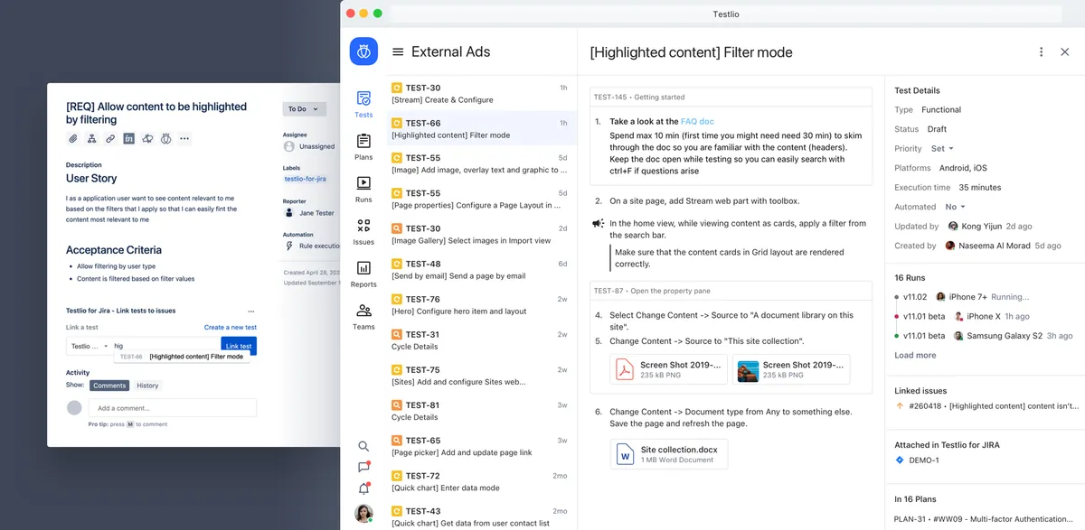 Testlio Connect for Jira — screenshot from the Atlassian Marketplace listing