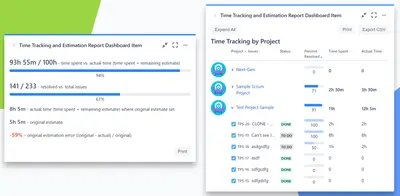 Time Tracking & Estimation Report Dashboard Gadget for Jira — Atlassian plugin