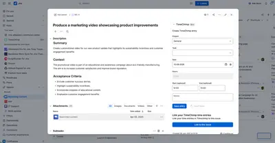 TimeChimp Time Tracking — Atlassian plugin