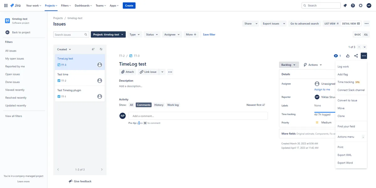 TimeLog PSA - time tracking and project management — screenshot from the Atlassian Marketplace listing